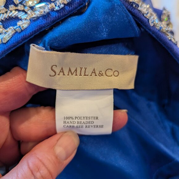 Blue Strapless long Sequin hand Beaded bodice Semila&Co dress Prom Formal Party - Picture 11 of 13